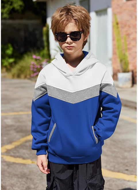 Arshiner Boy's Color Block Pullover Fleece Hoodie Sweatshirt