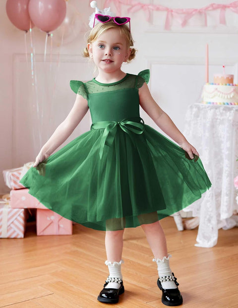 [2-8Y] Arshiner Toddler Girls Tutu Dress Contrast Mesh Party Dresses