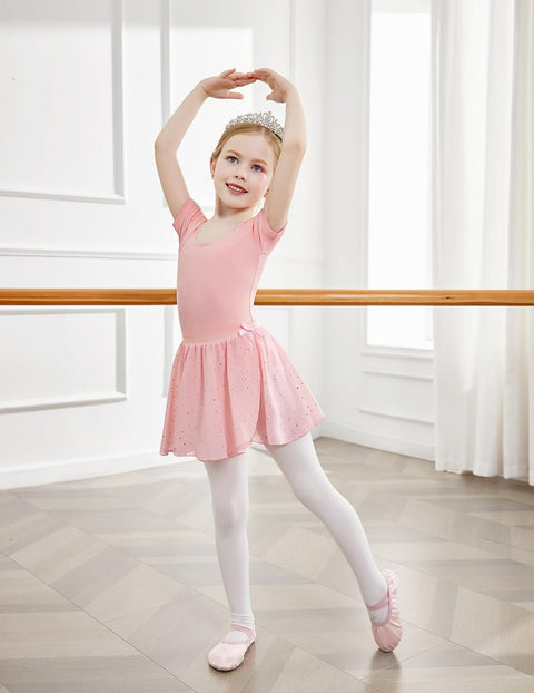 Arshiner Girls Sequin Ballet Leotards Combo Irregular Hem Dance Dresses