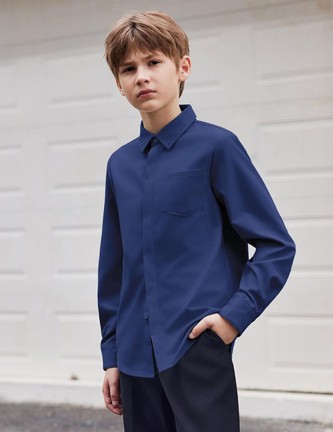 Arshiner Boys Long Sleeve Dress Shirt Formal Uniform Shirts