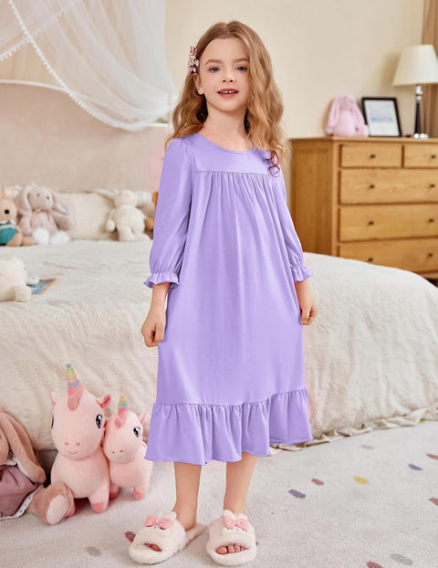 Arshiner Girls Long Sleeve Pajama Dress