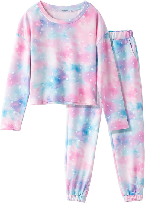 Arshiner Girls 2 Piece Outfits Tie Dye Sweatsuits Set