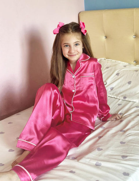 Arshiner Girls Pajamas Silk Satin Pajama Set