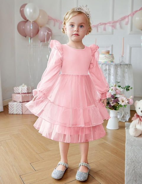 Arshiner Toddler Girls Tiered Tutu Dress Fall Formal Dresses