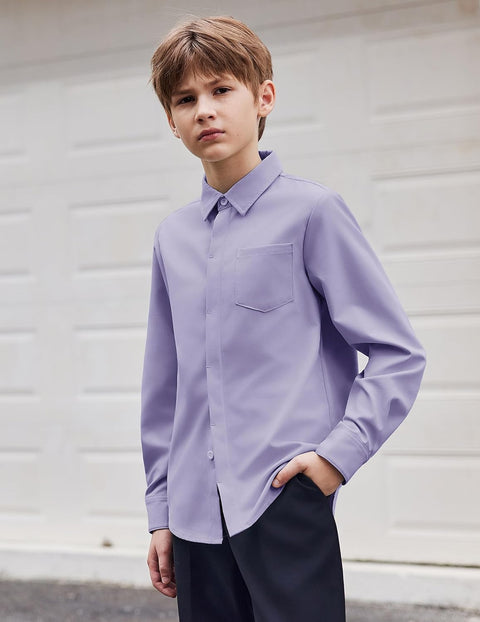 Arshiner Boys Long Sleeve Dress Shirt Formal Uniform Shirts