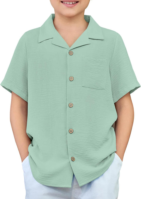 Arshiner Boys Short Sleeve Button Down Shirt 4-12 Years