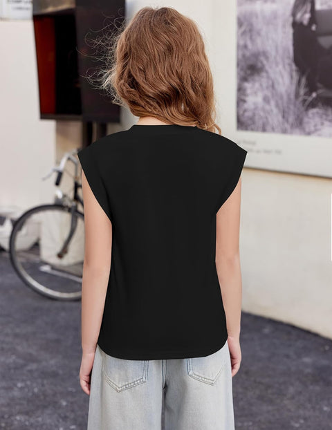 Arshiner Girls T Shirts Cap Sleeves Casual Summer Tops Tank Tee