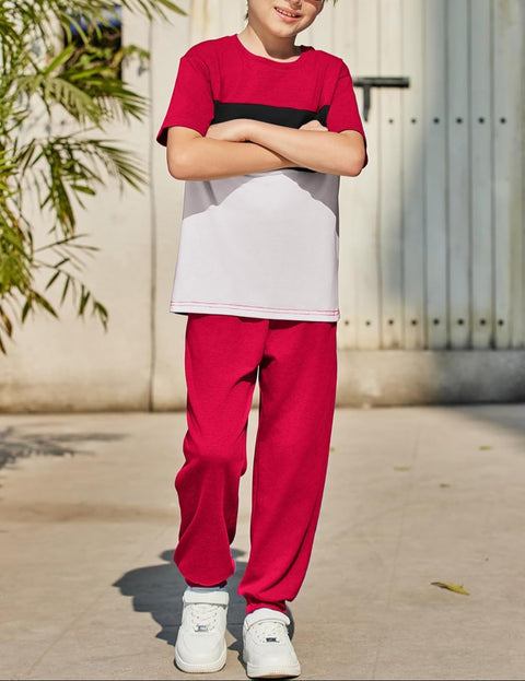 Arshiner Boy's Pants Set - 2 Piece ColorBlock T-Shirt and Pants