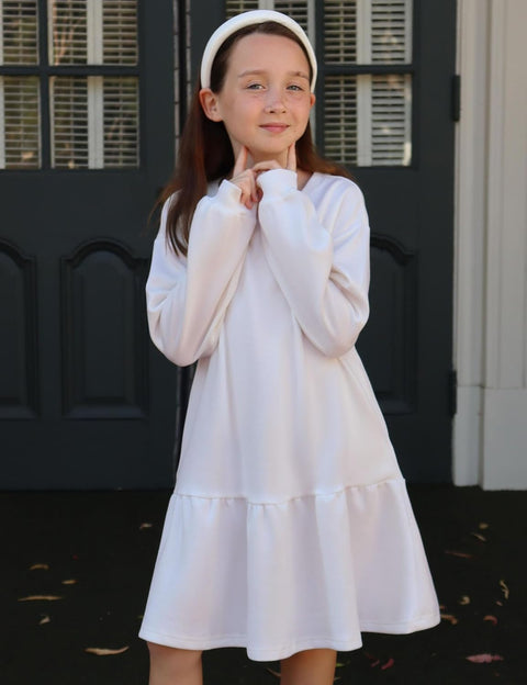 Arshiner Girls Dresses Long Sleeve Pullover Drop Shoulder Dress