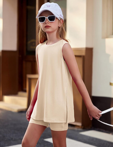 Arshiner Girl 2 Piece Outfits Loose Fit Knit Tunic Tops and Shorts Sets