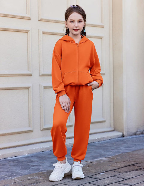 Arshiner Girls 2 Piece Outfits Jogger Sets With Zip Up Hoodie