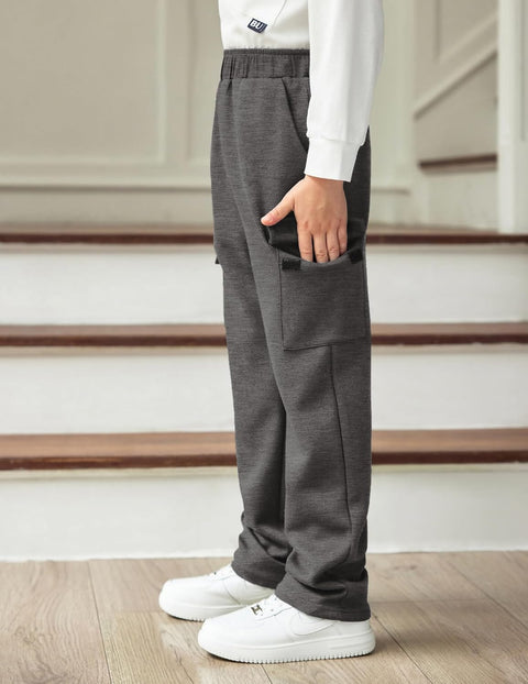 Arshiner Boys Cargo Pants Kids Elastic Waist Casual Athletic Jogger