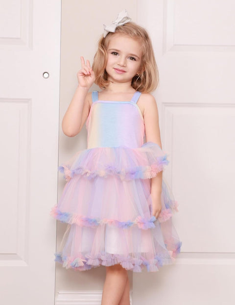 Arshiner Toddler Girls Tulle Dress Tiered Ruffle Fluffy Tutu Dresses 2-8 Years
