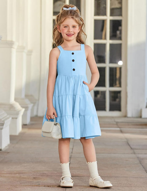 Arshiner Toddler Girl Dresses Casual Sleeveless Swing Flowy Sundress