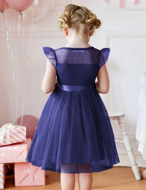 [2-8Y] Arshiner Toddler Girls Tutu Dress Contrast Mesh Party Dresses