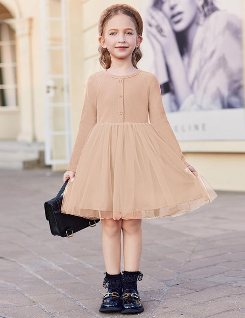 Arshiner Toddler Girls Tutu Dress Long Sleeve Party Dresses
