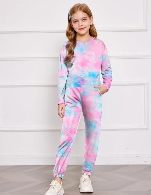 Arshiner Girls 2 Piece Outfits Tie Dye Sweatsuits Set