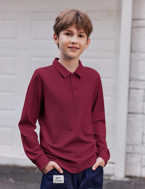 Arshiner Boys Long Sleeve Polo Shirt Uniform Shirt