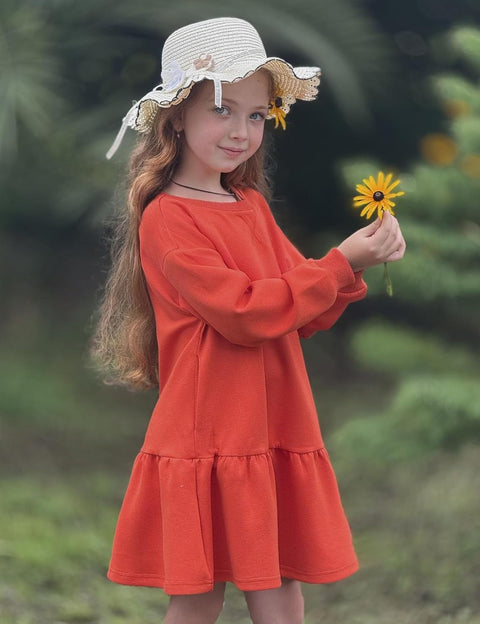 Arshiner Girls Dresses Long Sleeve Pullover Drop Shoulder Dress