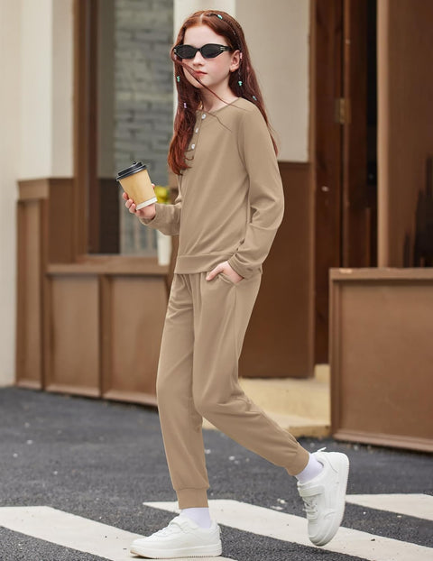 Arshiner Girls Clothes Crew Neck Long Sleeve Tops and Pants Set