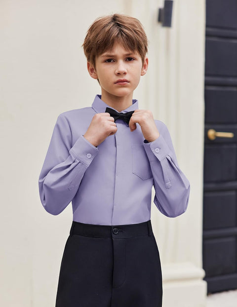 Arshiner Boys Long Sleeve Dress Shirt Formal Uniform Shirts