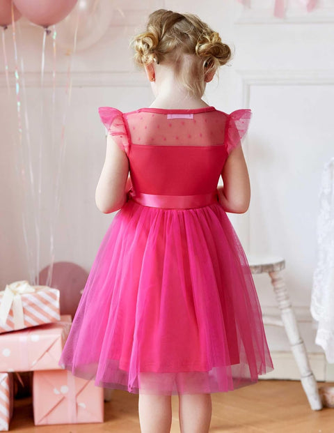 [2-8Y] Arshiner Toddler Girls Tutu Dress Contrast Mesh Party Dresses
