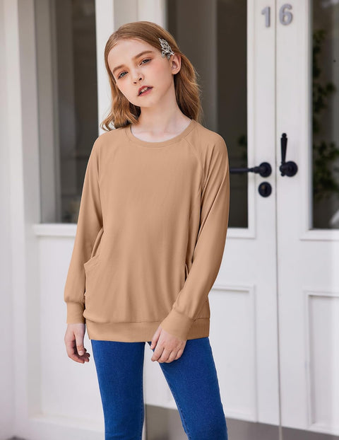 Arshiner Girls Long Sleeve Shirts with Pockets
