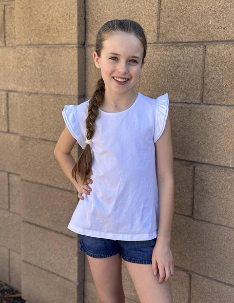 Arshiner Girls Shirts Ruffle Short Sleeve Cute Casual Tops Blouse Tee