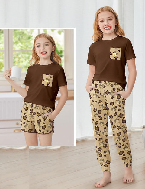 Arshiner Girls 3 Piece Outfits Shirt Dolphin Shorts and Pant Sets