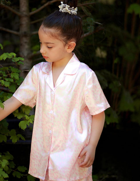 Arshiner Girls Pajamas Silk Satin Pajama Set