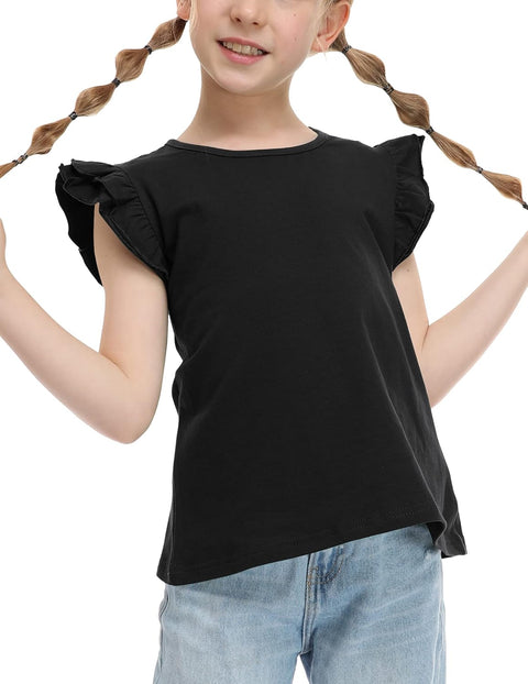 Arshiner Girls Shirts Ruffle Short Sleeve Cute Casual Tops Blouse Tee