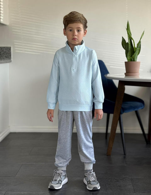 Arshiner Boys Half Zip Sweatshirt and Pants Outfit 2Pcs Set