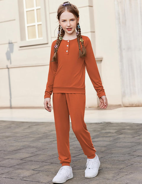 Arshiner Girls Clothes Crew Neck Long Sleeve Tops and Pants Set