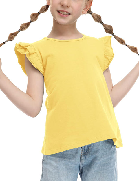 Arshiner Girls Shirts Ruffle Short Sleeve Cute Casual Tops Blouse Tee