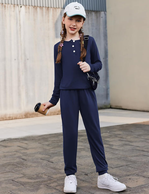 Arshiner Girls Clothes Crew Neck Long Sleeve Tops and Pants Set