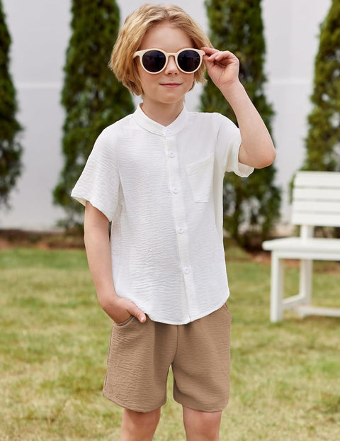 Arshiner Toddler Boys Piece Set Shirt and Shorts Outfits with Pocket 2-8 Years