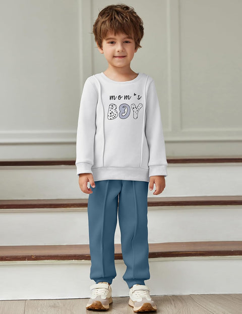 Arshiner Boys Round Neck Long Sleeve Sweatshirt and Pants Set