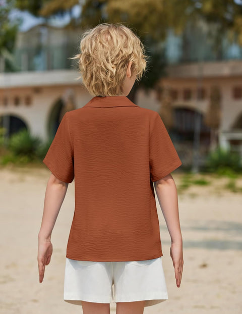 Arshiner Boys Short Sleeve Button Down Shirt 4-12 Years