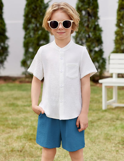 Arshiner Toddler Boys Piece Set Shirt and Shorts Outfits with Pocket 2-8 Years