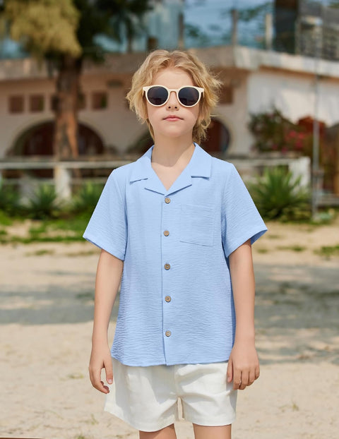 Arshiner Boys Short Sleeve Button Down Shirt 4-12 Years
