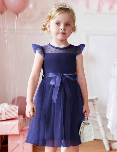 [2-8Y] Arshiner Toddler Girls Tutu Dress Contrast Mesh Party Dresses