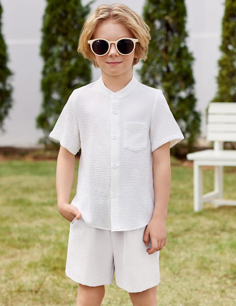 Arshiner Toddler Boys Piece Set Shirt and Shorts Outfits with Pocket 2-8 Years