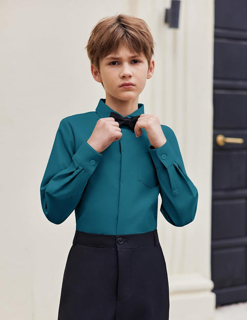 Arshiner Boys Long Sleeve Dress Shirt Formal Uniform Shirts