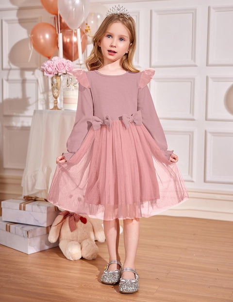 Arshiner Girls Tulle Dresses with Bow Tie Party Dress