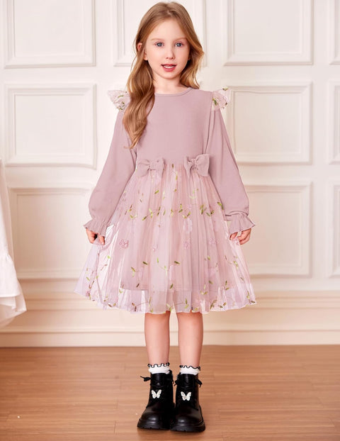 Arshiner Girls Tulle Dresses with Bow Tie Party Dress