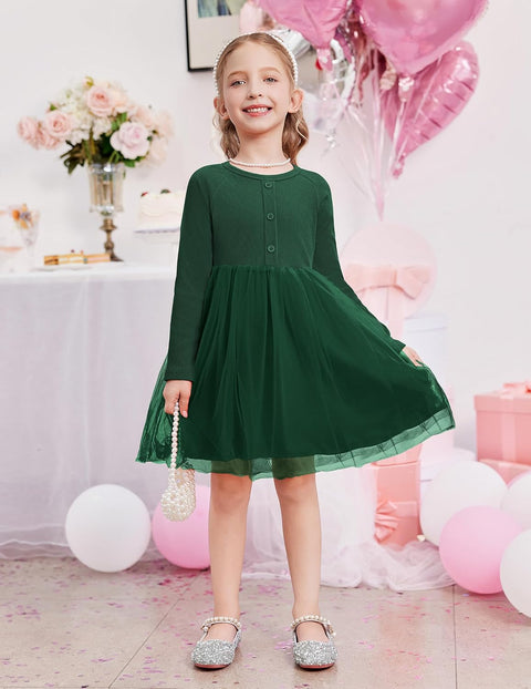 Arshiner Toddler Girls Tutu Dress Long Sleeve Party Dresses