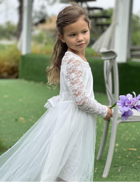 Arshiner Flower Girl Lace Tutu Dresses Flowy Party Dress