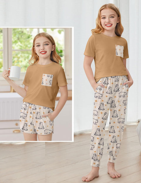 Arshiner Girls Clothes 3 Piece Outfits Short Sleeve Shirt