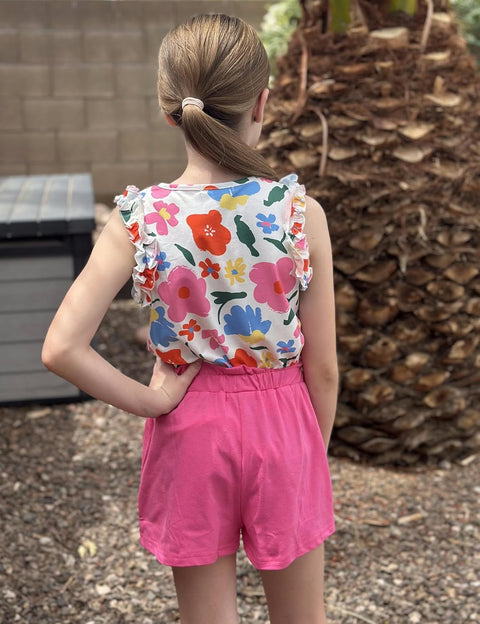 Arshiner Girls 2 Piece Sets Ruffle Trimmed Tank Top and High Waist Shorts