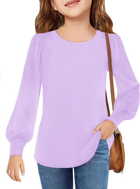 Arshiner Girls Puff Long Sleeve Shirts Lantern Sleeve Tunic Tops